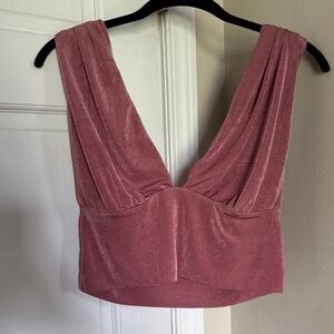 Pink Sleeveless V-Neck Top